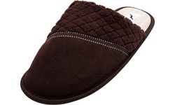 Norty - Men's Slip-On Indoor Outdoor Scuff Slippers - Faux Suede & Ribbon Trim