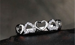 Cubic Zirconia Heart Cut Pave Band in 18k White Gold