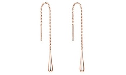 Italian Sterling Silver Threader Earrings in 18K Gold or 18K Rose Gold