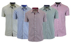 Men's Short Sleeve Slim-Fit Gingham & Checkered Designed Dress Shirts (S-2XL)