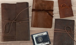 Custom Genuine Rustic Leather Wrap Journals and Money Clips from Monogram Online (Up to 83% Off) 