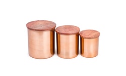 3 Pc. Polished, Satin Finish Canister Set with Bamboo Lids (Copper or Black) 