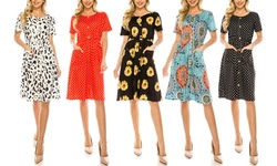 Haute Edition Women's Button Down Skater Dress with Pockets