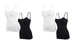 Donna L'oren Women's Seamless Tank Adjustable Spaghetti Strap 2 or 4 Pack