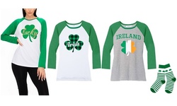 Haute Edition Women's St. Patrick's Day Tops With Matching Socks