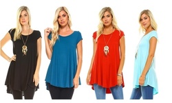 Isaac Liev Women's Flowy Short Sleeve Tunic