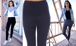 White Mark Colorful Fold-Over Skirt Leggings (S-3X Available)