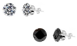 Men's 4.00 CTTW Round or Square Stud Earrings (Black or White stones)