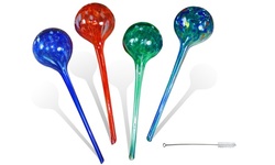 4pc Large Aqua Plant Glass Watering Globes - Watering Plant Ball Bulbs