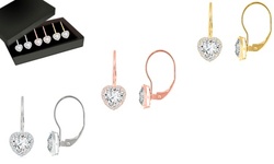 1 or 3 Sterling Silver Heart Cut Leverback Earrings Made With Swarovski Elements