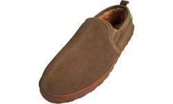 Norty Mens Genuine Suede Leather Plush Lining Twin Gore Slipper Indoor / Outdoor