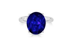5.00 CTTW Sapphire Oval Cut Sterling Silver Ring
