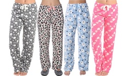 "4 Pack" Women's Pajama Lounge Plush Fleece Pajama/Lounge Pjs Pants 