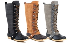 Henry Ferrera Women's Classic Knee High Waterproof Duck Boots Full Side zipper