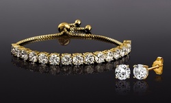 Nina & Grace 42 CTTW Adjustable Bracelet & Stud Earring with Swarovski Elements
