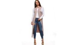Isaac Liev Women's Lightweight Cardigan Duster Vest