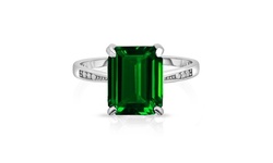 4.00 CTTW Emerald Sterling Silver Ring by Valencia Gems