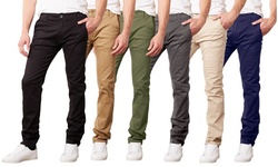 Men's Cotton Stretch Slim-Fit Classic Chinos (Sizes, 30-42)