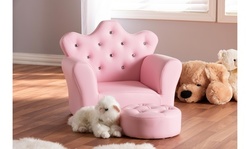 Celine Kids Pink Faux Leather Armchair with Footrest