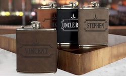 Engraved Custom Leatherette Flasks from GiftsForYouNow.com (Up to 42% Off)