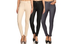 JVINI Women's High-Rise 5-Pocket Pull-On Skinny Jeggings (3-Pack)