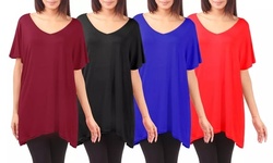 Doublju Women's Loose Fit Tunic Long Shirts. Plus Size Available.