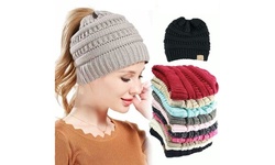 Ladies Autumn And Winter Warm Knitted Horsetail Wool Hat