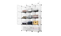 12-Cube Closet Organizer, Plastic Cabinet, Modular Bookcase, Storage Shelving
