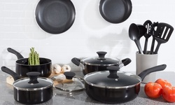 15PC Cookware Set Long Lasting Nonstick, Tempered Glass lids, Dishwasher Safe