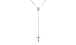 Stainless Steel Beaded Rosary Crucifix Cross Necklace