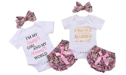 3Pcs Infant Baby Girl Clothes Romper Floral Bloomers With Headband Outfits Set