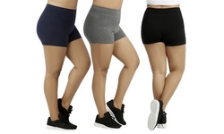 (3 Pack) Women's Plus Size Cotton-Spandex 12" Shorts