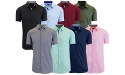 Men's 3-Pack Galaxy By Harvic Short Sleeve Slim Fit Solid Dress Shirt (S-5XL)