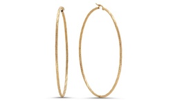 Ladies Stainless Steel 90mm Hammered Hoop Earrings