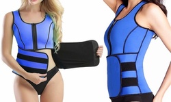 Women Neoprene Sauna Suit Tank Top Vest with Adjustable Waist Trimmer Belt
