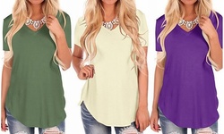 Women's V Neck Short Sleeve Tops Casual Summer T Shirts Basic Tunic