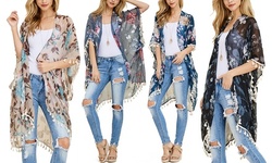 Riah Fashion One Size Big Floral Tassel Kimono