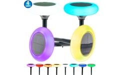 4pc Solar Powered RGB Color Circular Disc LED Lights Landscape Pathway Garden 