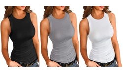 Women Summer Sleeveless Basic Cami Tank Tops Slim Knit Ribbed Racerback Blouses
