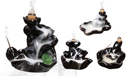 Ceramic Backflow Incense Cone Burner Holder Lotus Waterfall