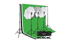 Kshioe  Photo Photography Umbrella Lighting Kit Studio Light Bulb Backdrop Stand