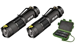 Army Gear 500-Lumen Tactical Military Flashlight Set with Carrying Case (3-Piece