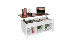 Lift Top Coffee Table w/ Hidden Compartment and Storage Shelves Furniture