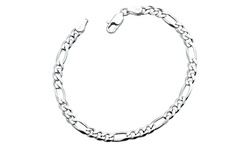 18K Gold Over Sterling Silver Figaro Chain Bracelet By Paolo Fortelini