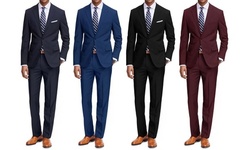 Braveman Men's Big and Tall Classic Fit 2PC Solid Suits