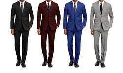 Braveman Men's Big and Tall Slim Fit 2PC Solid Suits