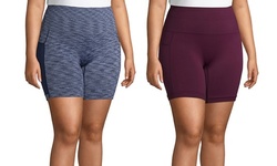 2 Pack Women's High Waist Bicycle Biker Bermuda Shorts with pockets also in Plus