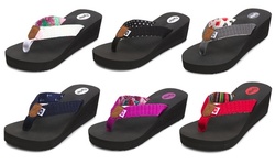 Floopi Women's Thong Flip Flop Wedge Sandals
