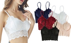 Women's Floral Lace Bralette Adjustable Bra Removable Padded On Wire Free