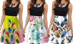Women Floral Print Dress Summer O-Neck Sleeveless Vest A-Line Spring Mini Dress
